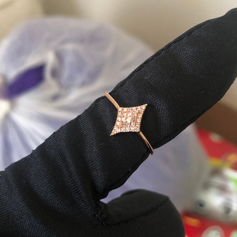 14k Rose Gold Diamond Shape 0.12ct Diamond Ring - Picture 2 of 6